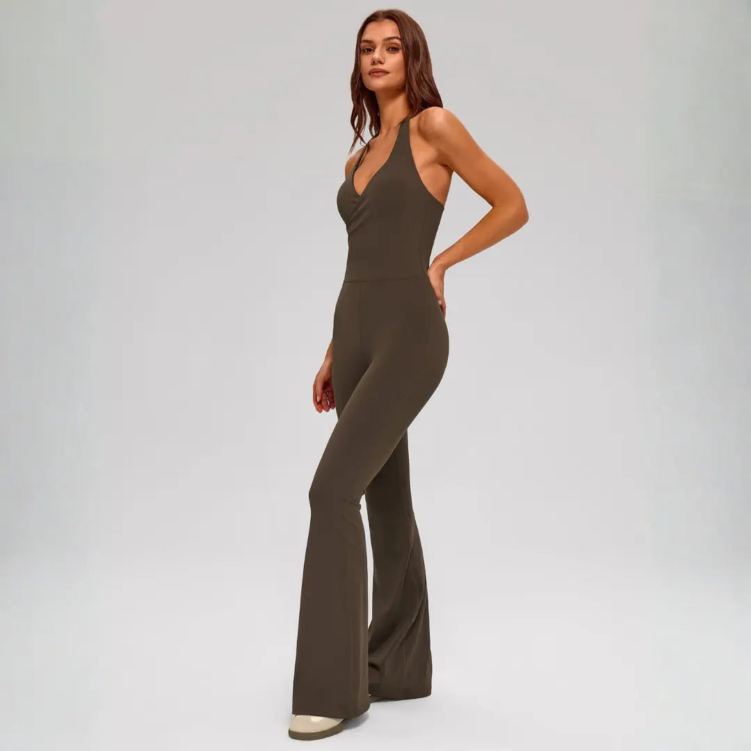 Women'S Backless Halter Sports Jumpsuit Tummy Control Buttery Soft Activewear for Daily Wear & Training