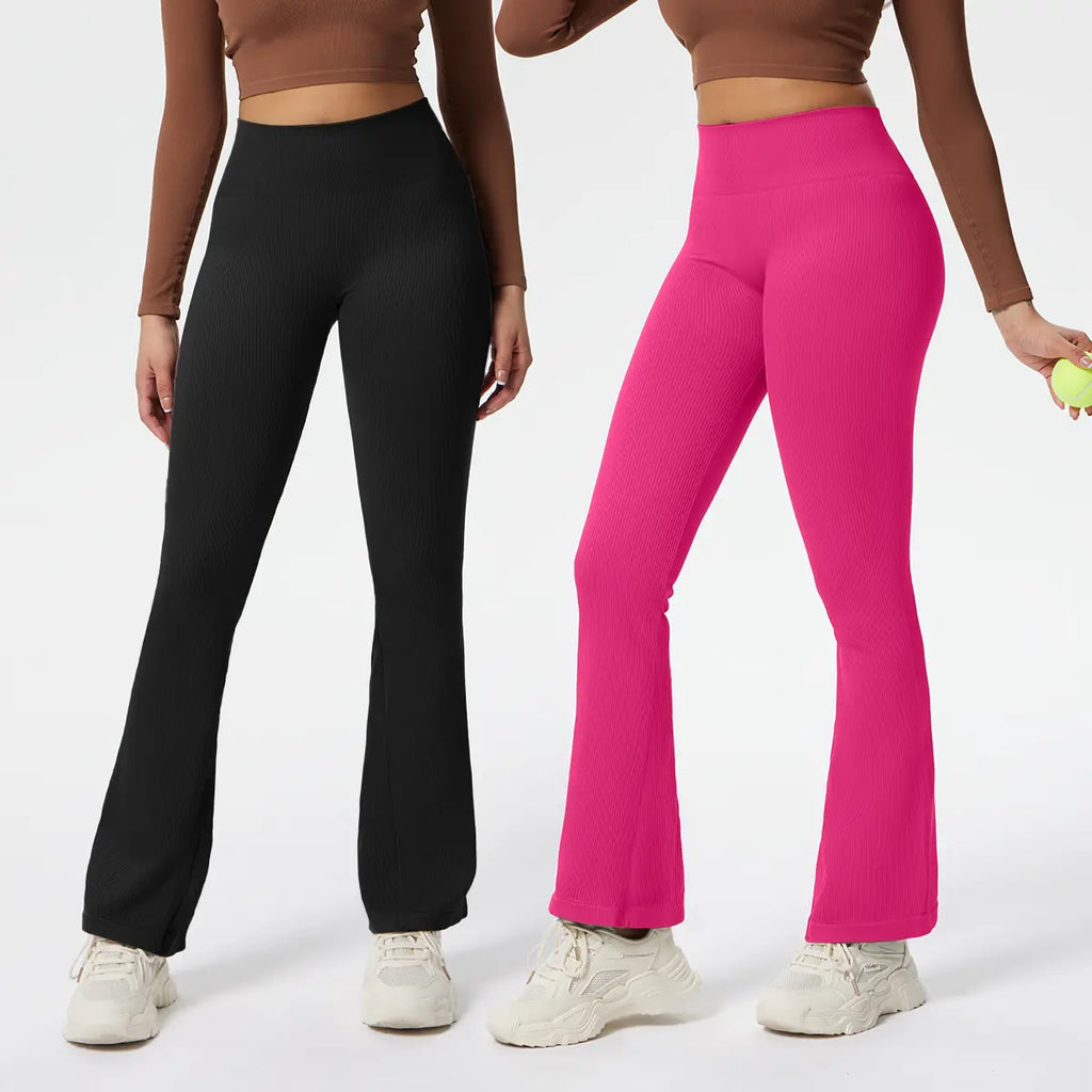 Women'S Yoga Pants Ribbed Seamless Workout High Waist Bell Bottoms Flare Leggings Comfort