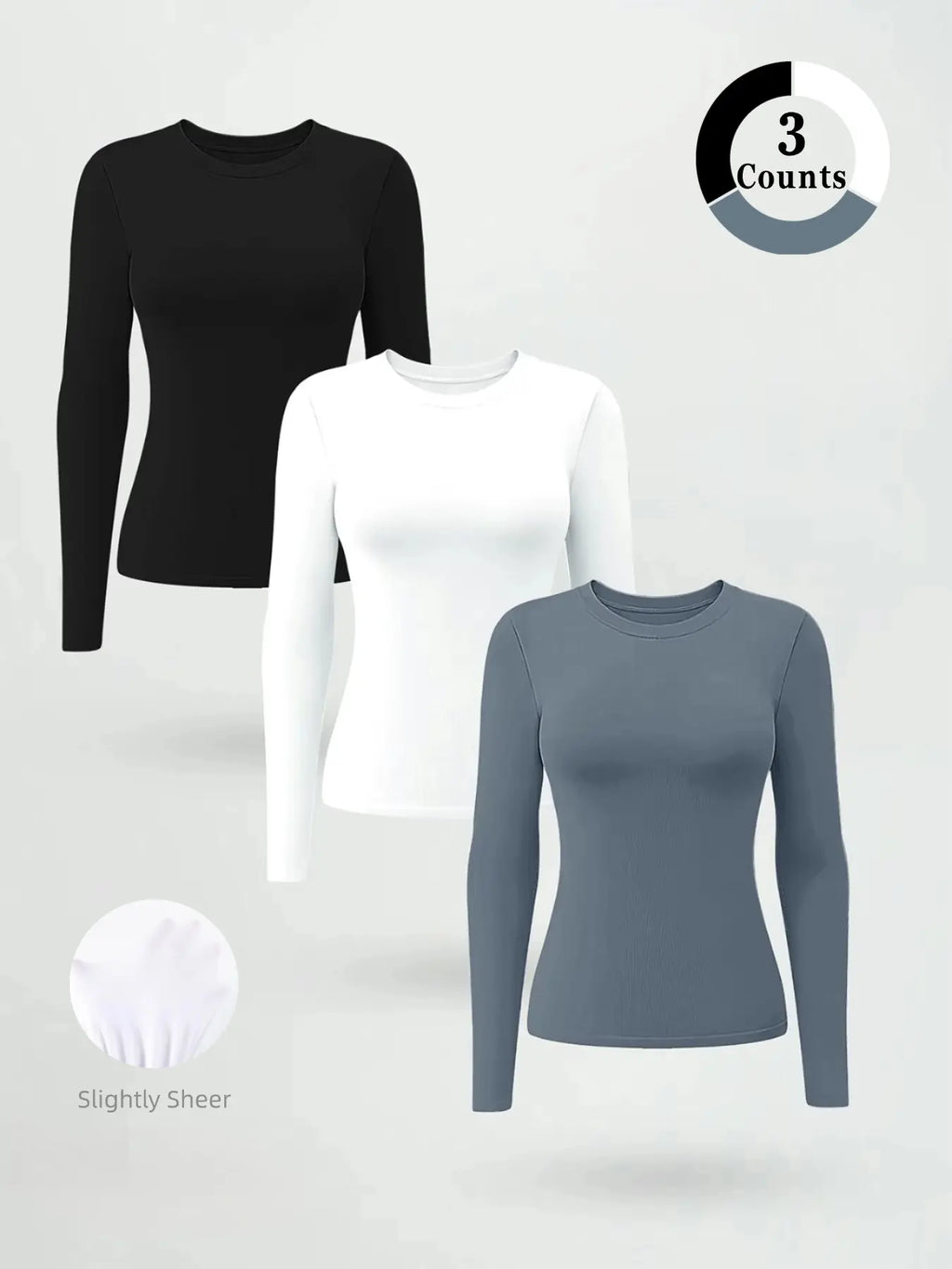 Women'S High Elasticity Slim Fit Sports Top, Casual Long Sleeve round Neck Tee for Gym Running, Quick-Dry Activewear for Spring & Fall, Athletic Fashion Activewear, Workout T Shirt
