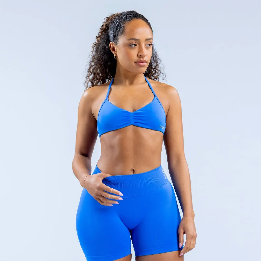 Impact Strappy Bra & Shorts Set - Sleek and Supportive Activewear in Plain Coral Color for Women Workout Running Clothes Athletic Sports Clothing Fitness Suit Skinny Sportswear Mesh Athleisure