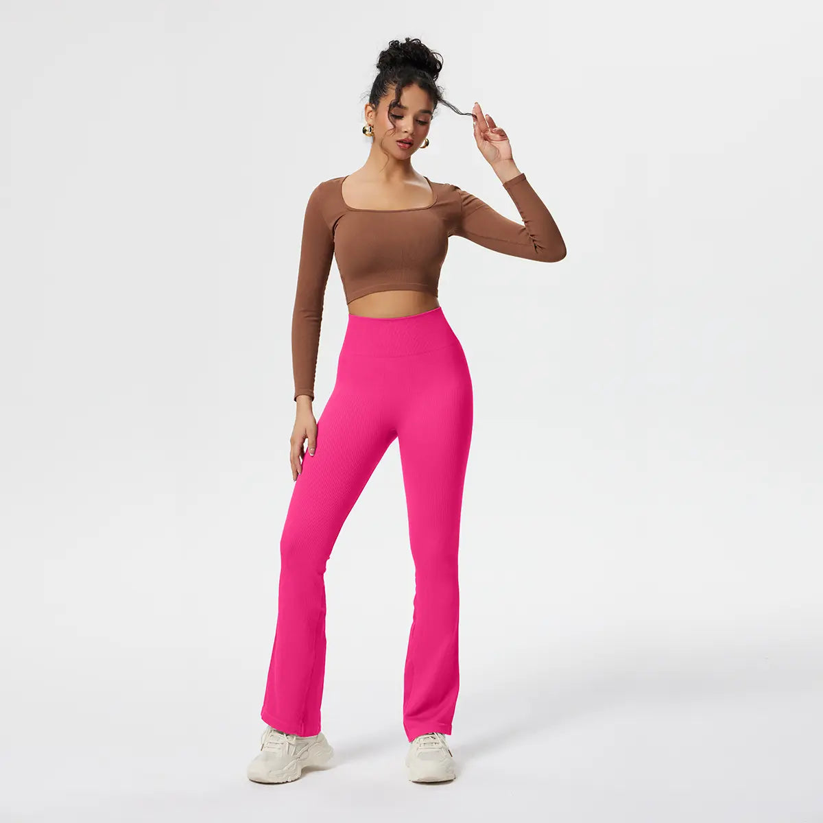 Women'S Yoga Pants Ribbed Seamless Workout High Waist Bell Bottoms Flare Leggings Comfort