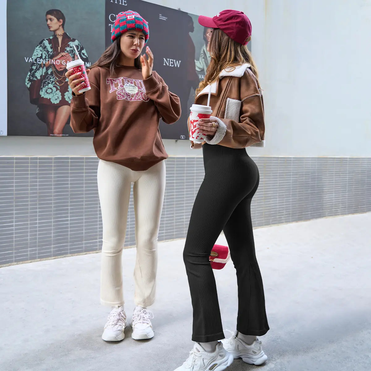 Women'S Bootcut Pants Ribbed Seamless Workout High Waist Bell Bottoms Flare Leggings