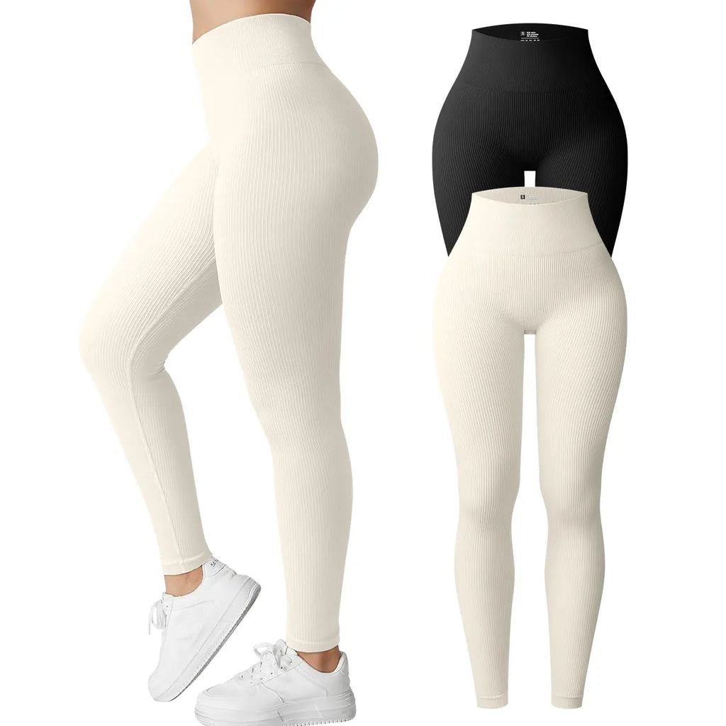 Women'S Yoga Pants Ribbed Seamless Workout High Waist Bell Bottoms Flare Leggings Comfort