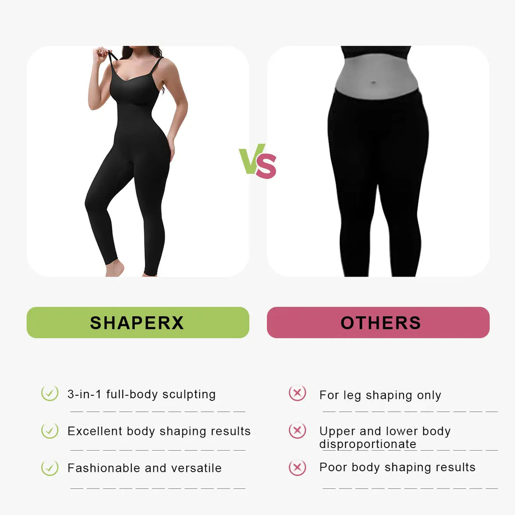 Full Body Shapewear Tummy Control High Waisted Leggings Stretchy Bodysuit Black Sculpting