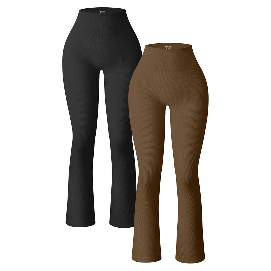 Women'S Yoga Pants Ribbed Seamless Workout High Waist Bell Bottoms Flare Leggings Comfort