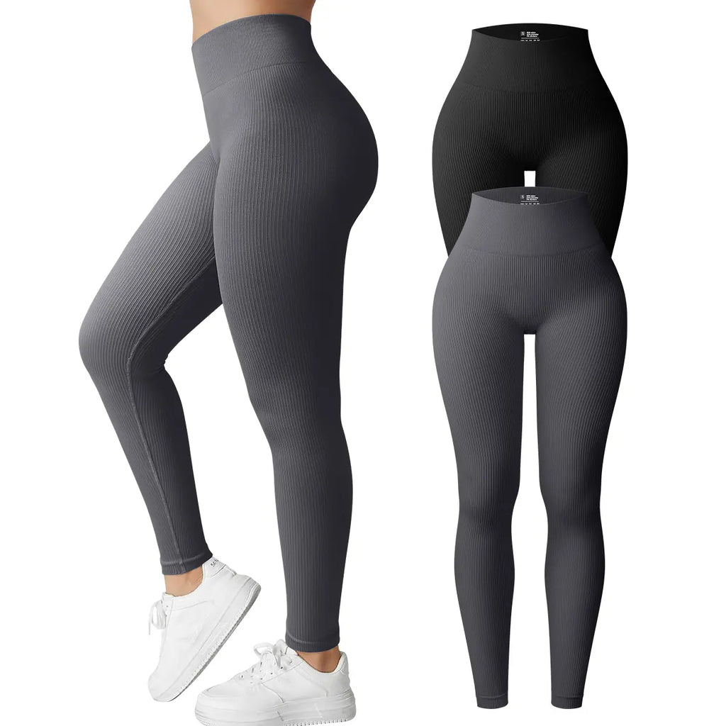 Women'S Yoga Pants Ribbed Seamless Workout High Waist Bell Bottoms Flare Leggings Comfort