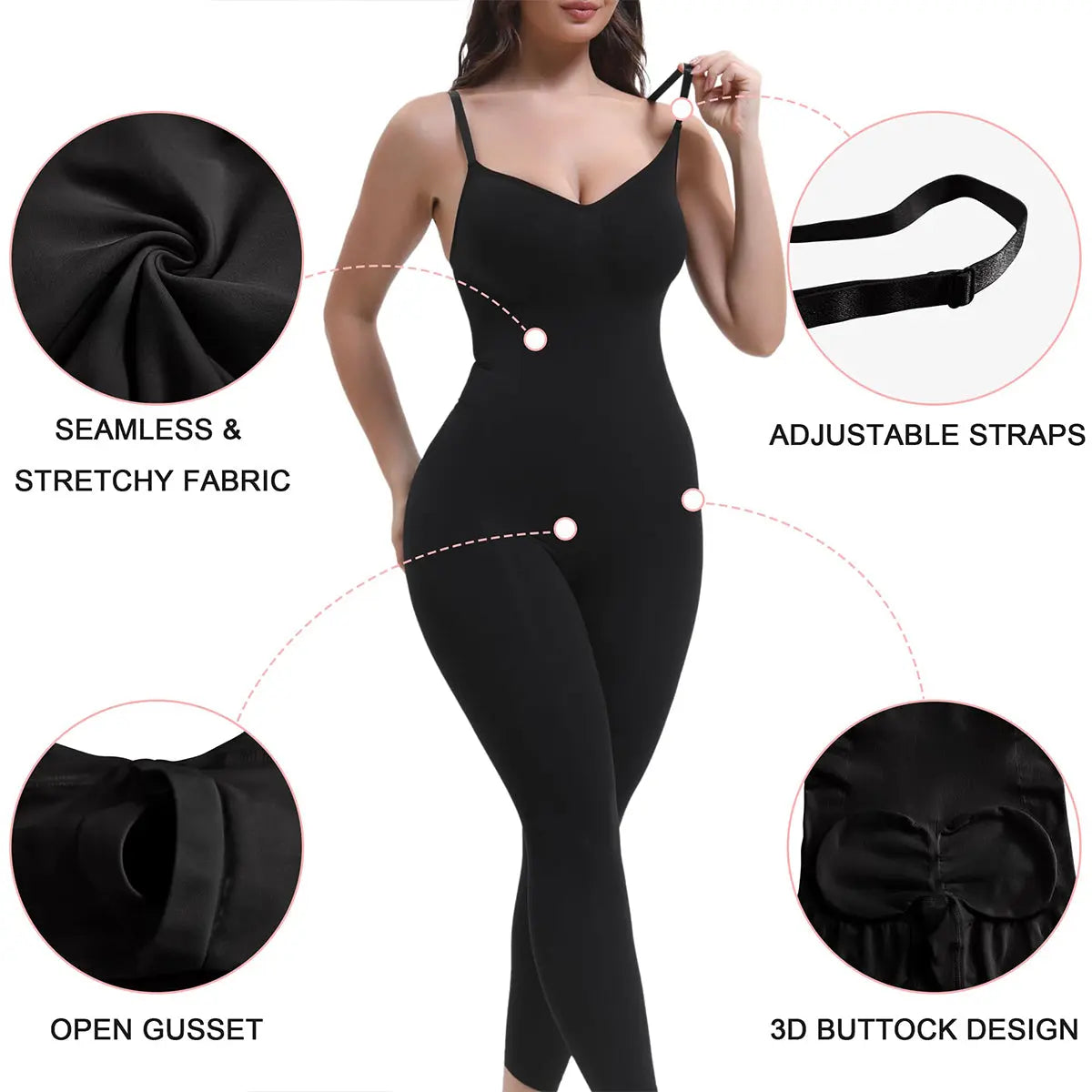 Full Body Shapewear Tummy Control High Waisted Leggings Stretchy Bodysuit Black Sculpting
