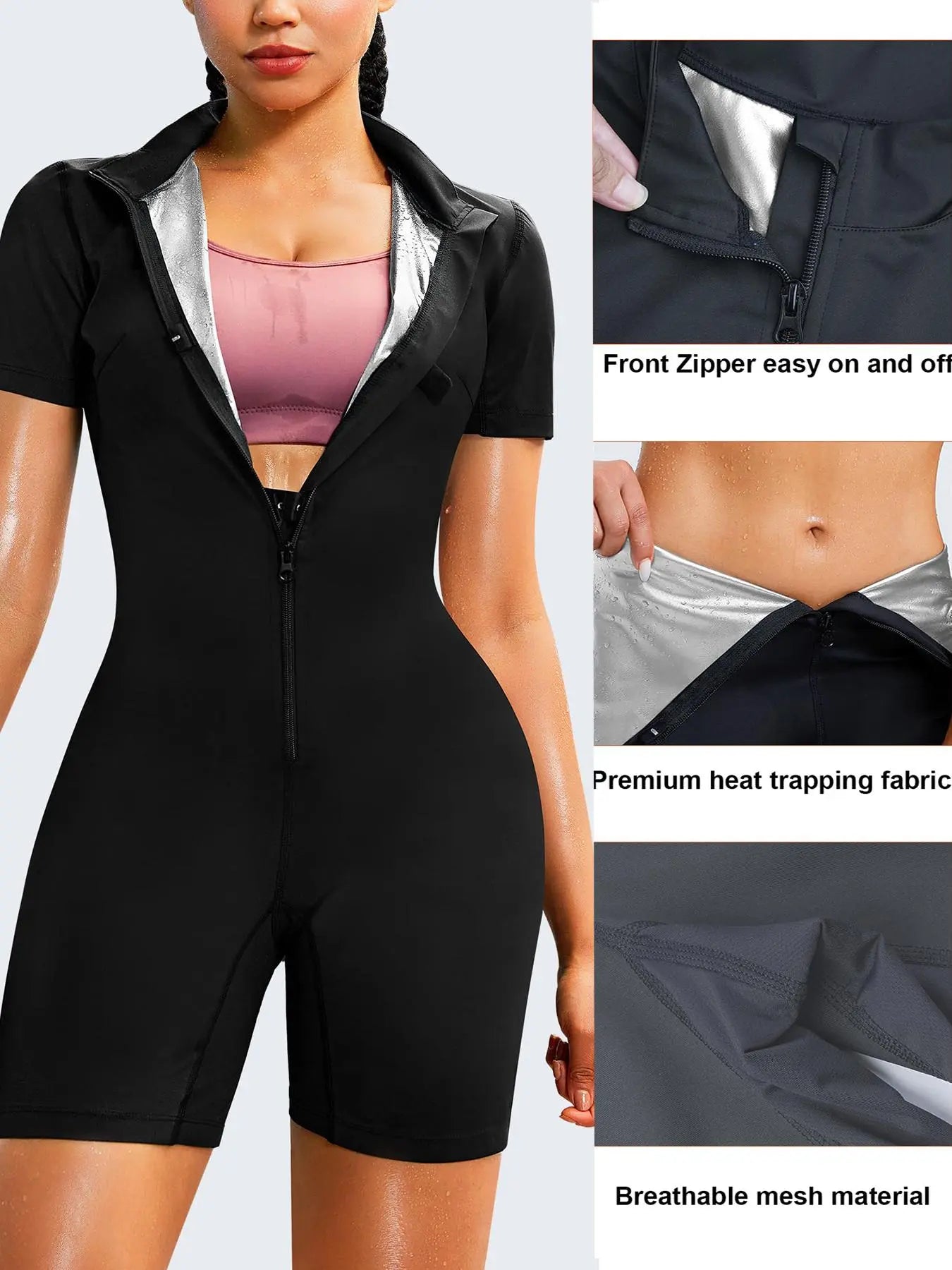 Women'S Sauna Shaping Bodysuit, 5-Time Sweat-Wicking Jumpsuit Women'S Waist Trainer Belly Fat Workout Sportswear, Fitness Activewear, Athletic Style Activewear