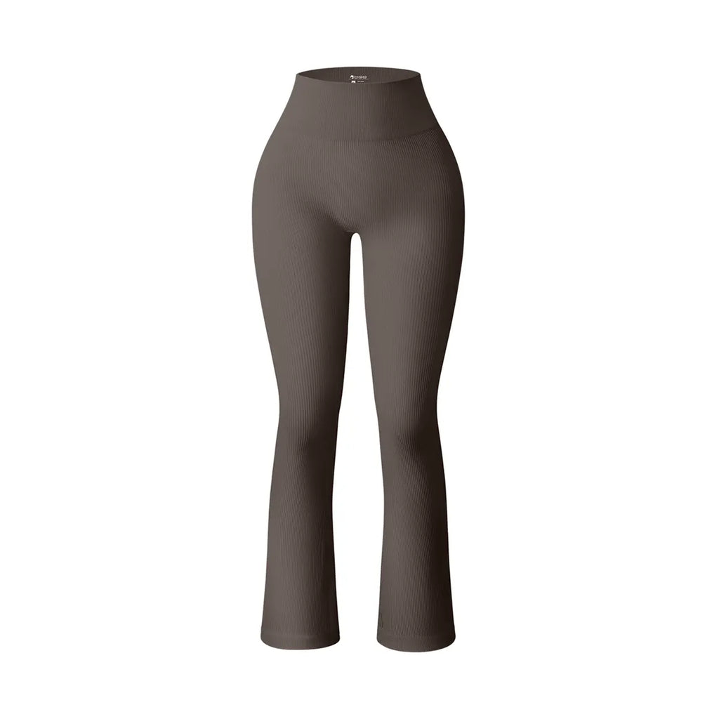 Women'S Bootcut Pants Ribbed Seamless Workout High Waist Bell Bottoms Flare Leggings