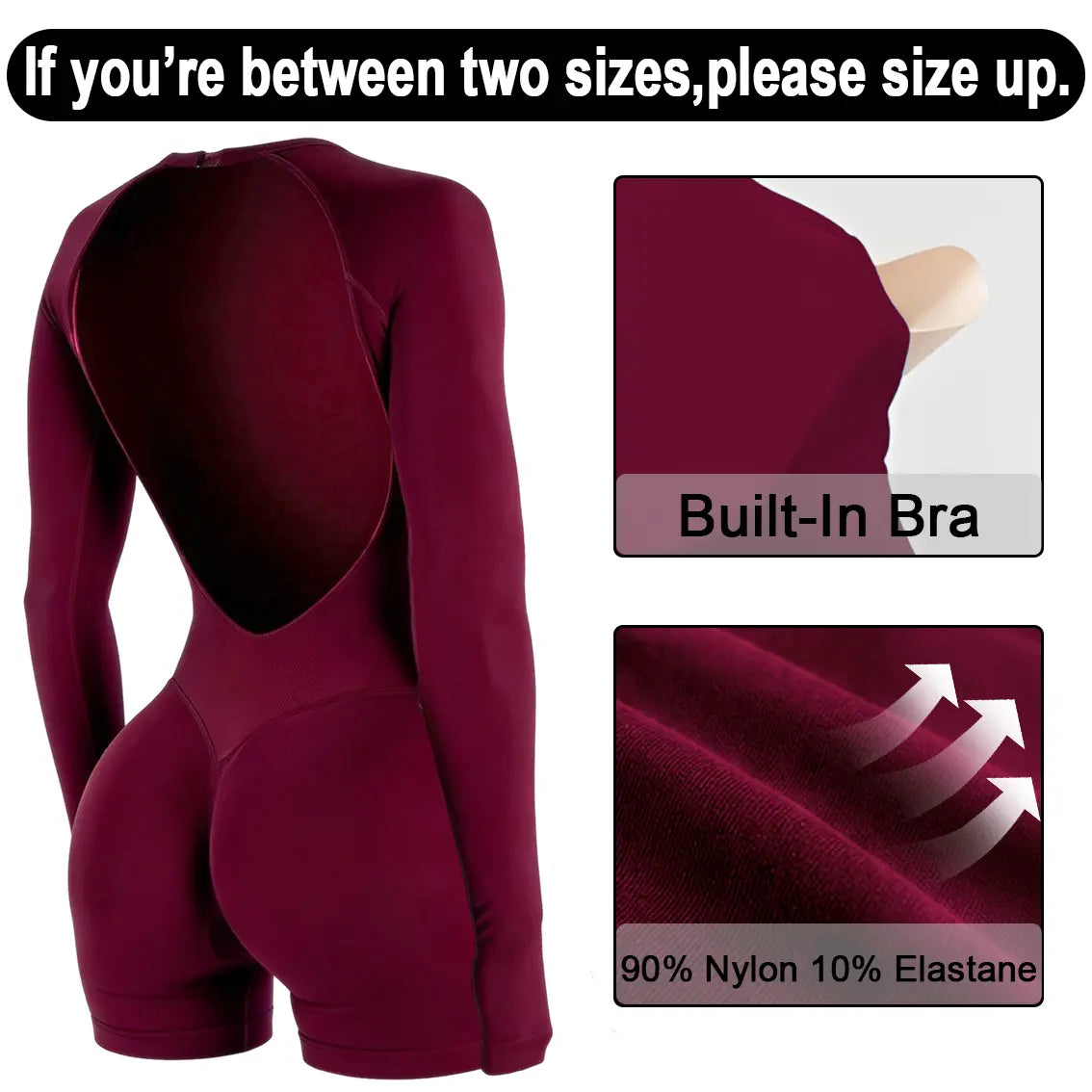 GYMER Impact Long Sleeve One Piece Jumpsuit Fitness Gym Bralette Soft Workout Activewear
