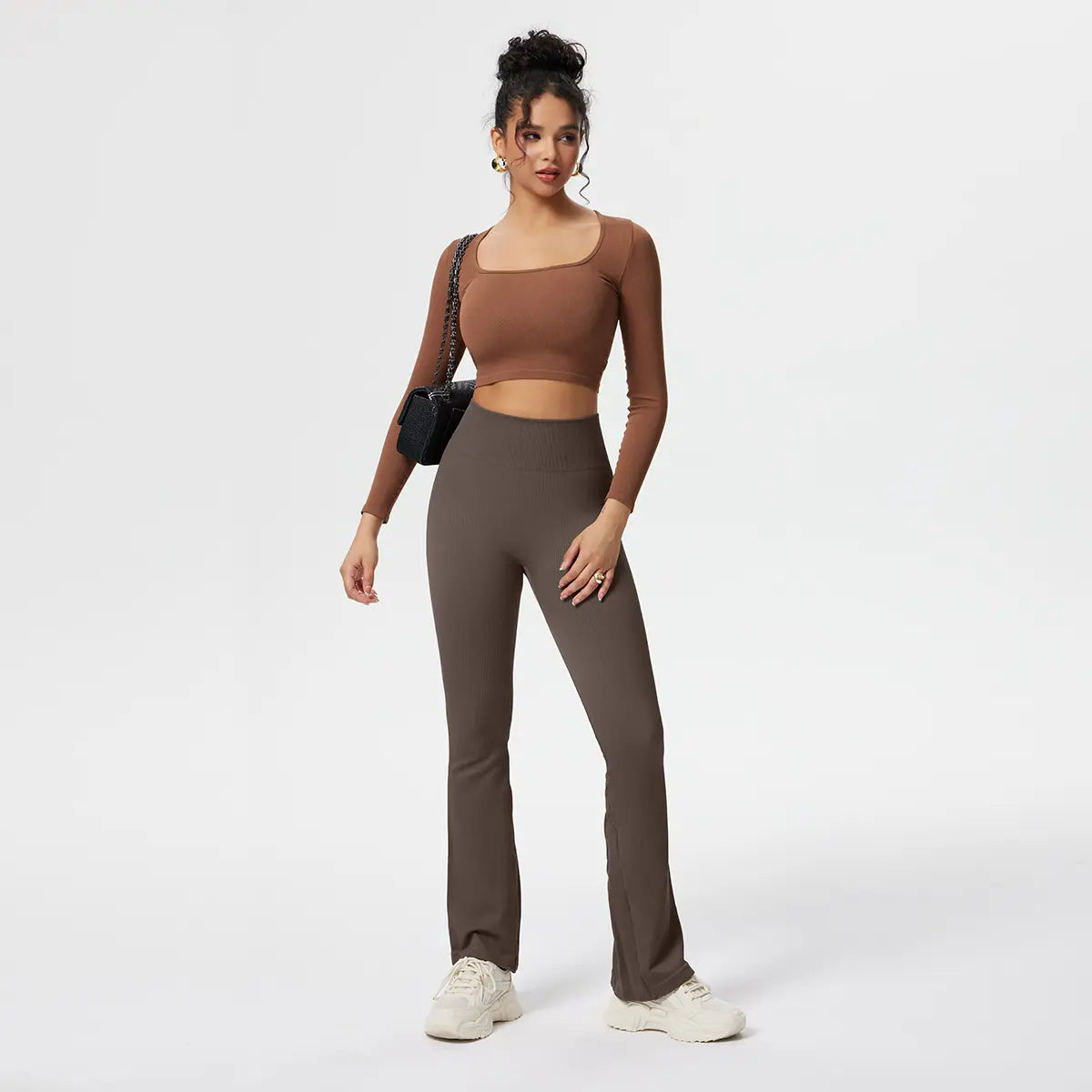 Women'S Yoga Pants Ribbed Seamless Workout High Waist Bell Bottoms Flare Leggings Comfort