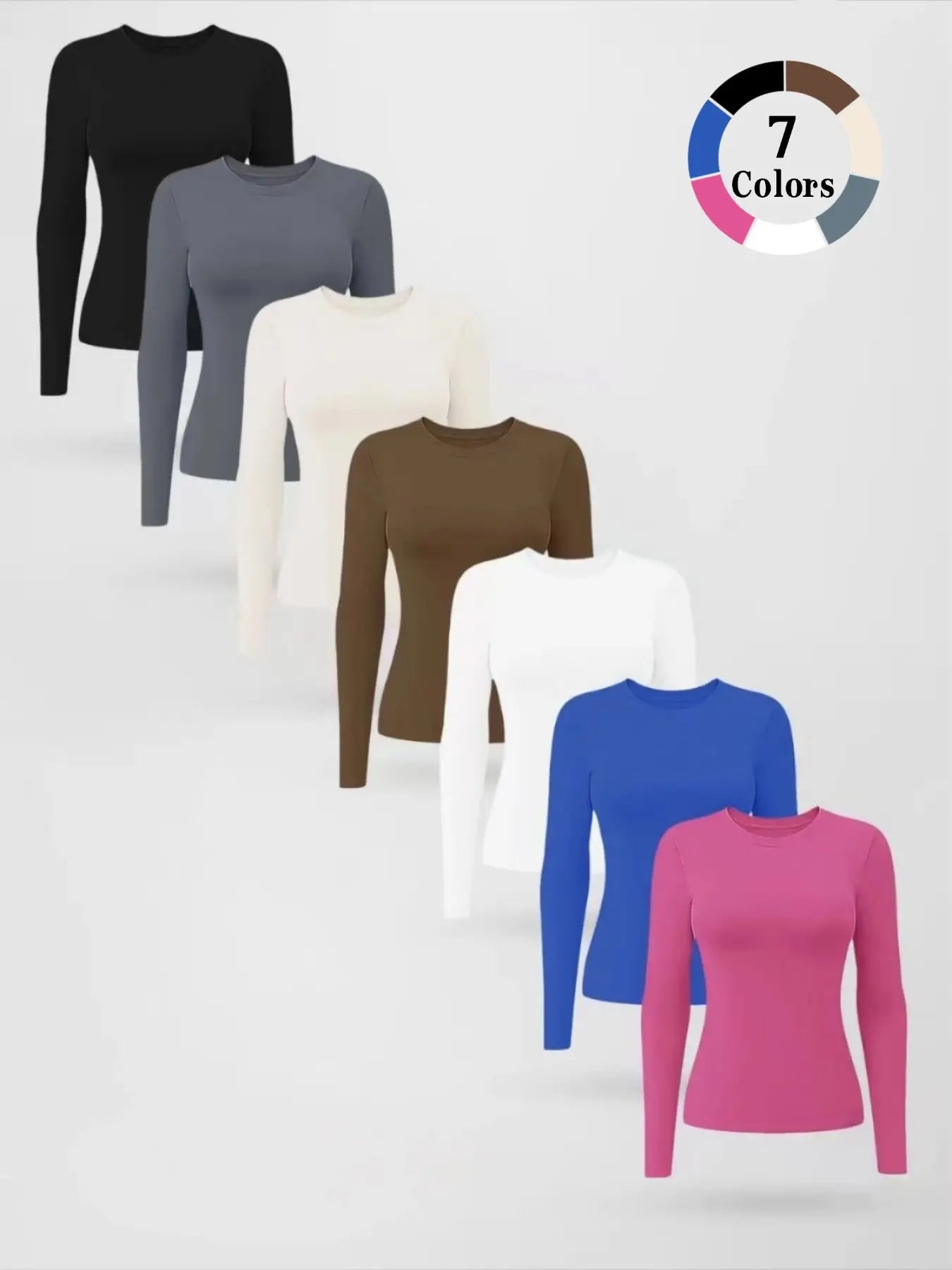 Women'S High Elasticity Slim Fit Sports Top, Casual Long Sleeve round Neck Tee for Gym Running, Quick-Dry Activewear for Spring & Fall, Athletic Fashion Activewear, Workout T Shirt