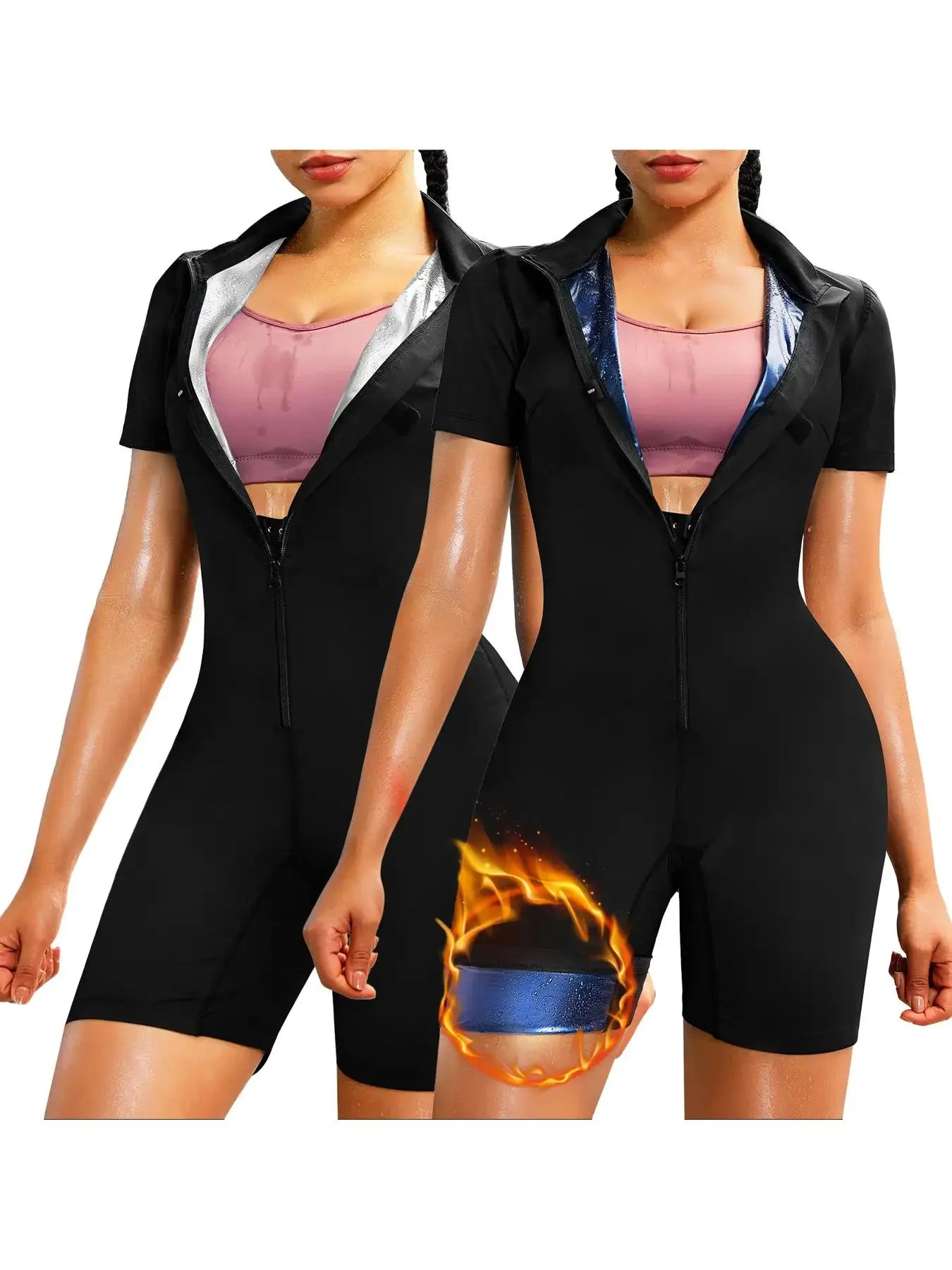 Women'S Sauna Shaping Bodysuit, 5-Time Sweat-Wicking Jumpsuit Women'S Waist Trainer Belly Fat Workout Sportswear, Fitness Activewear, Athletic Style Activewear