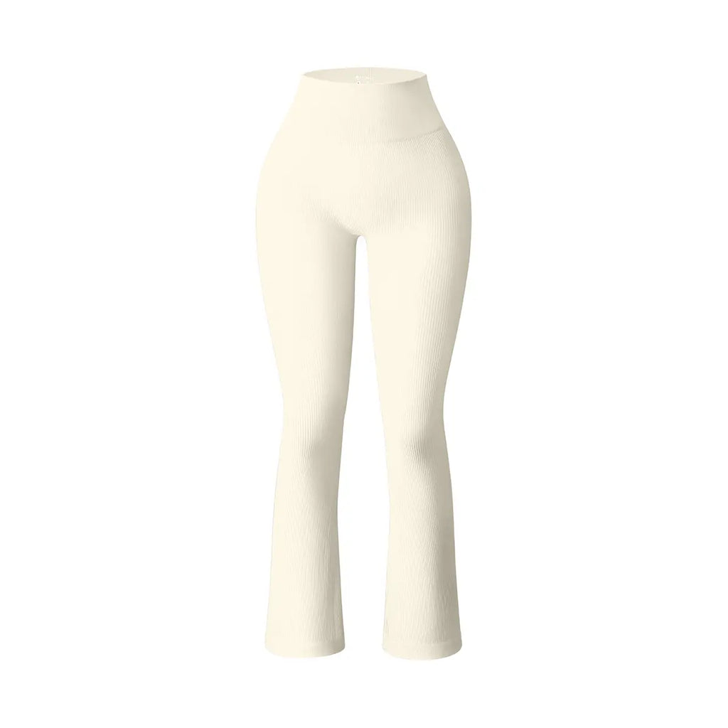Women'S Bootcut Pants Ribbed Seamless Workout High Waist Bell Bottoms Flare Leggings