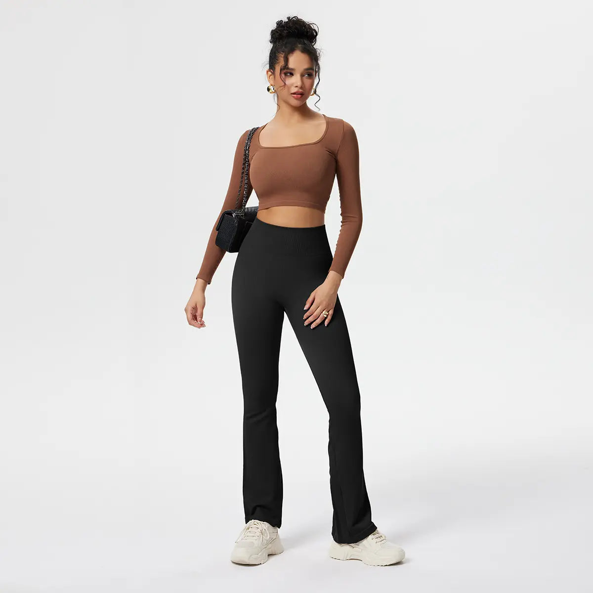 Women'S Yoga Pants Ribbed Seamless Workout High Waist Bell Bottoms Flare Leggings Comfort