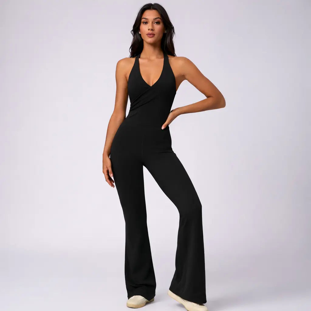 Women'S Backless Halter Sports Jumpsuit Tummy Control Buttery Soft Activewear for Daily Wear & Training