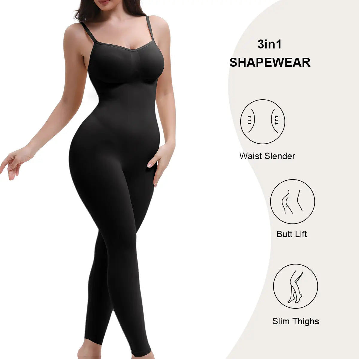 Full Body Shapewear Tummy Control High Waisted Leggings Stretchy Bodysuit Black Sculpting