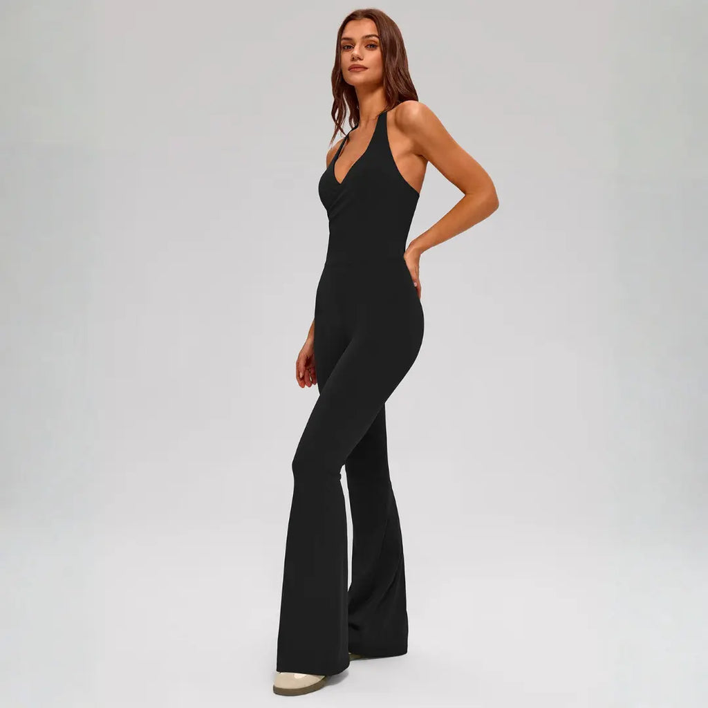 Women'S Backless Halter Sports Jumpsuit Tummy Control Buttery Soft Activewear for Daily Wear & Training